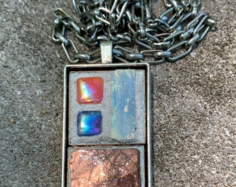 Mosaic Necklace with Repurposed Chain