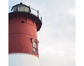 lighthouse photography / brick red, nauset beach light, americana, nautical, cape cod, lensbaby / lighthouse / 8x10 fine art photo