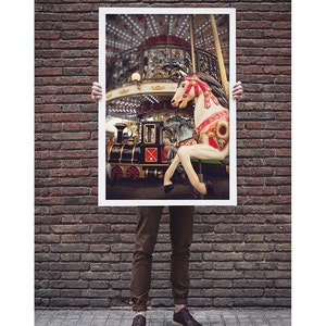 carousel print, paris photography, travel photography, horse, france, paris home decor, brown, red / carousel horse / 8x12 fine art photo image 2