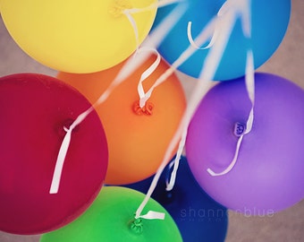 rainbow balloon photography / birthday party, celebration, party, celebrate, happy / party / 8x8 fine art photo