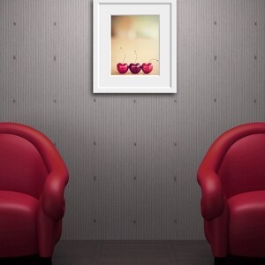 cherries still life food photography / valentines day, kitchen decor, heart, cherry, three, trio, red, minimalist / hearts / 8x10 fine art image 3