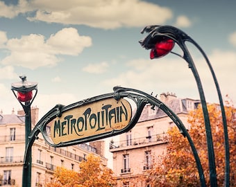 paris photography, metropolitan, metro sign, france, art nouveau, travel photography, french home decor / metro no. 2 / 8x10 fine art photo