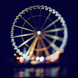 paris photography, ferris wheel print, travel photography, nighttime, tilt-shift, france, paris home decor / la grande roue de paris image 3