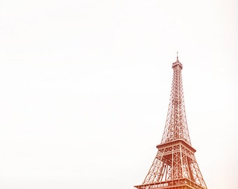 eiffel tower print, paris photography, travel photography, france, paris home decor, pink, gold / iron lady / 8x8 fine art photo