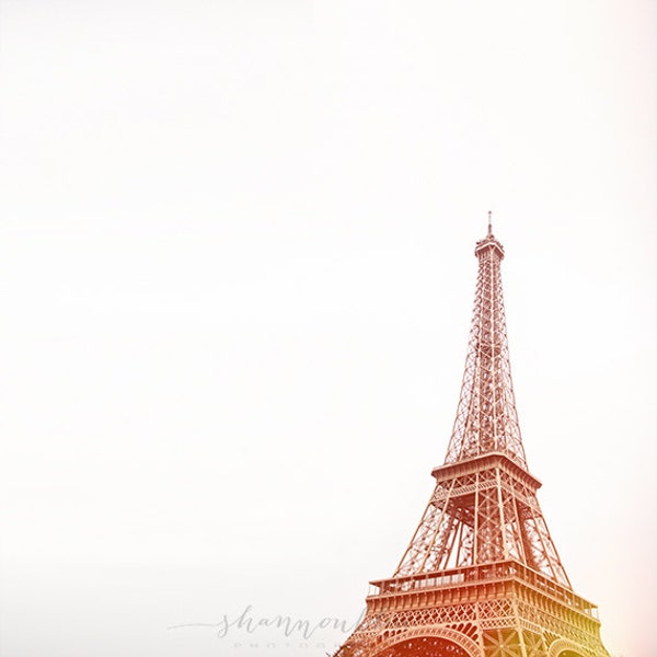 eiffel tower print, paris photography, travel photography, france, paris home decor, pink, gold / iron lady / 8x8 fine art photo