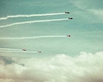 airplane photography / aviation photography, air show, plane, flight, fly, travel / aquamarine, robins egg blue / above the clouds / 8x10