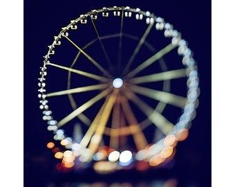 paris photography, ferris wheel print, travel photography, nighttime, tilt-shift, france, paris home decor / la grande roue de paris