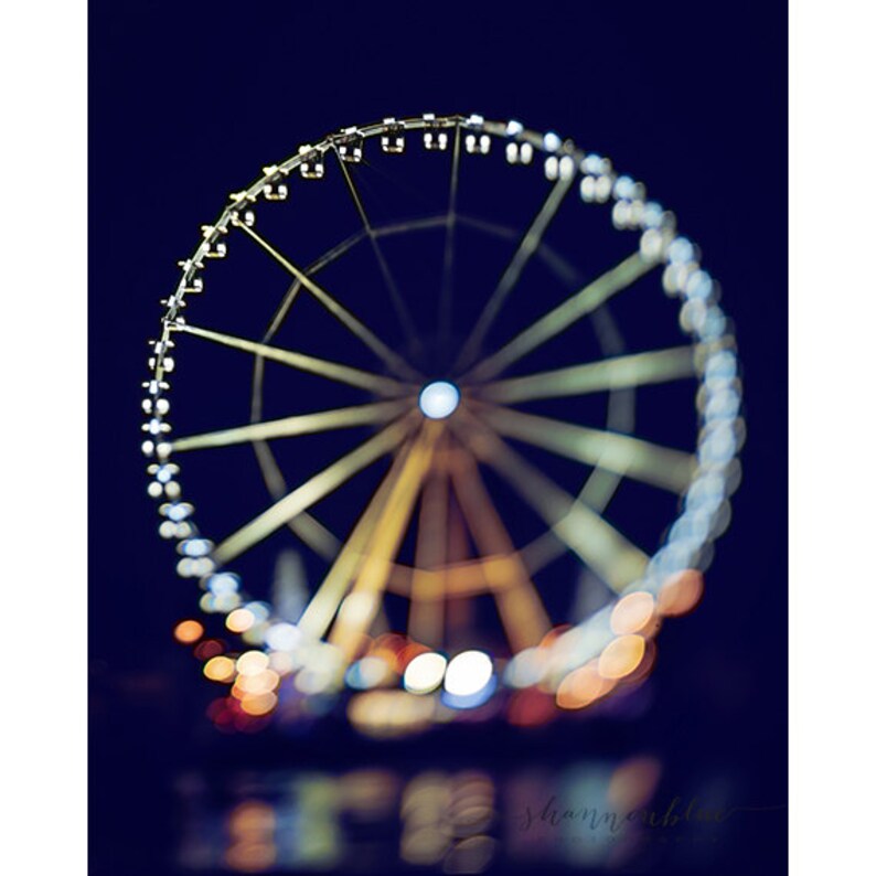 paris photography, ferris wheel print, travel photography, nighttime, tilt-shift, france, paris home decor / la grande roue de paris image 1