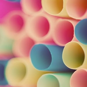 abstract macro drinking straws photograph / kitchen decor, nursery decor, pastel, circles, pink, peach, blue / straws / 8x8 image 1