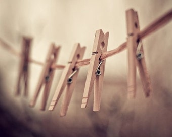 clothespins photography / clothes pin, rustic, earth tones, neutral tones, laundry, clothesline, brown, still life / family of five