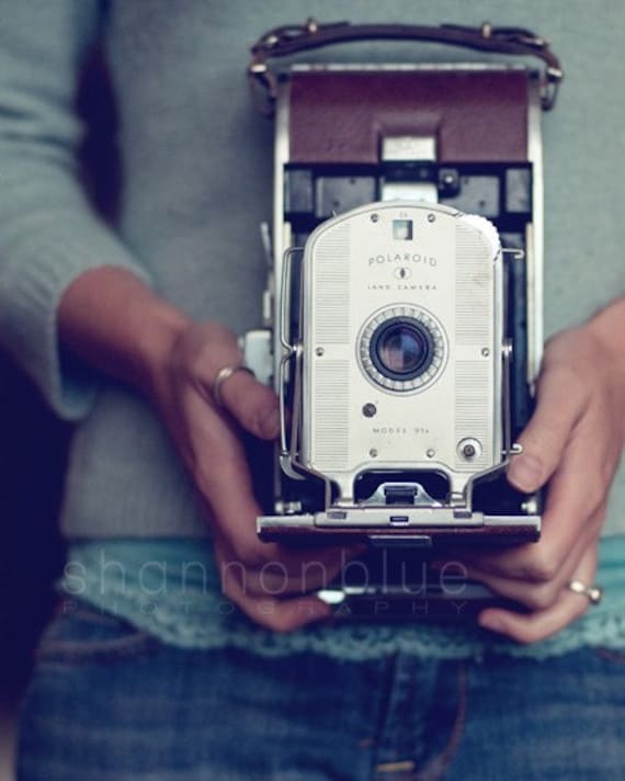 vintage camera photography / hands, photographer, 95a, robins egg blue, photography lover / her camera / 8x10 fine art photograph