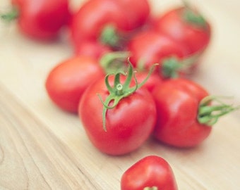 tomato food photography / red, garden, vegetable, still life, kitchen decor, eat local, organic food / vine-ripened / 8x10 fine art photo