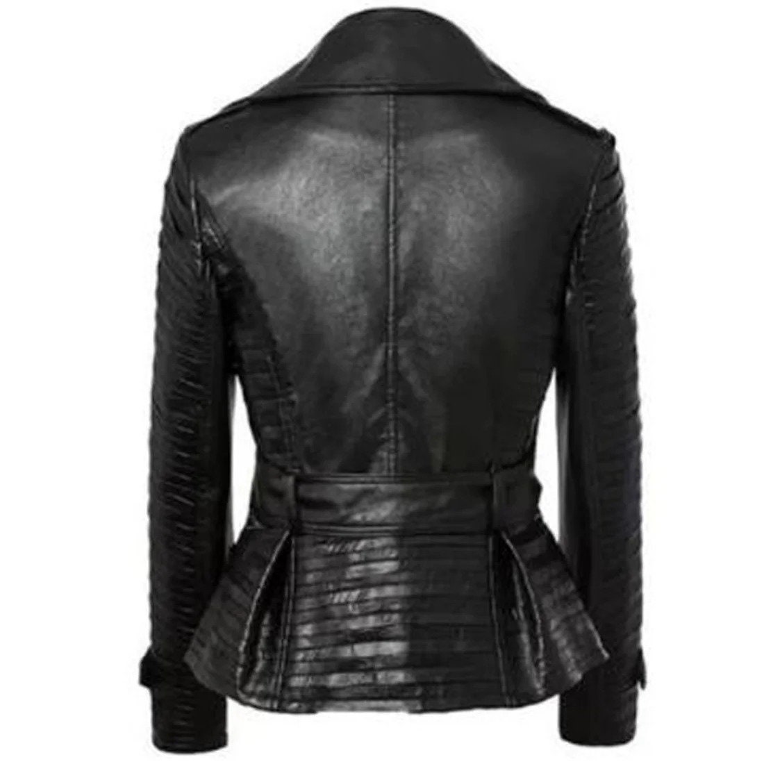 Harper | Women's Leather Jacket With Asymmetric Zip And Belt Detail | Biker