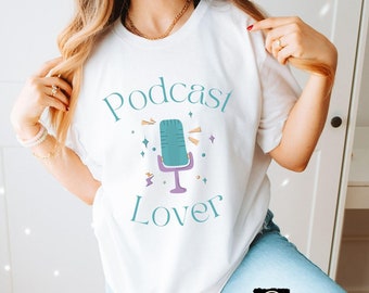 Podcast Lover T-Shirt, Podcaster Shirt, Y2K Oversized Shirt, Podcast Tee, Retro 90's Cotton Tee, Microphone Tee, Gift for Podcast Fans