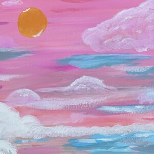 pink sunset acrylic painting, 12 inch by 16 inch, gift idea, original painting, colorful art, aesthetic painting