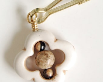 Clover Shaped Zipper Pull - Choose Your Color, Arabesque Shaped Purse Charm, Earth Tone Backpack Charm or Purse Bling