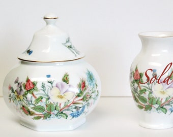 Aynsley Wild Tudor Bone China Lidded Jar: English Floral Vase
