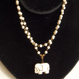 Magnesite Elephant and Beaded Chain Y Style Pendant Necklace and Earring Set or Your Choice of Components Necklace & Earrings