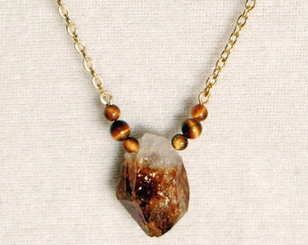 Raw Crystal Necklace - Choose From Citrine or Amethyst