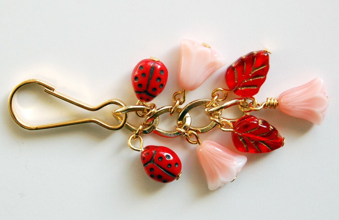 Ladybugs Flowers and Leaves Purse Charm Nature Themed Zipper Etsy
