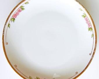 Antique Hutschenreuther Selb Salad Plate, Vintage Gold Rimmed 1913 Bavarian Plate, Porcelain Bread and Butter Plate with Cora A Miller Name