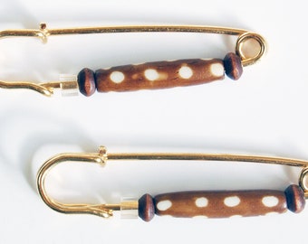 Your Choice of Brown and Golden Gathering Pin Pair, Unique Clothing Accessory, Sleeve Bling