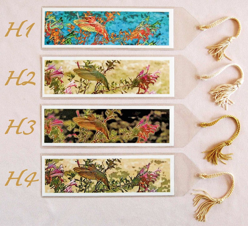 Large Dragonfly, Bird or Flower Bookmarks Set of 3 Your Choice, Photographic Art Nature Bookmarks in Vinyl Sleeves with Tassels image 8