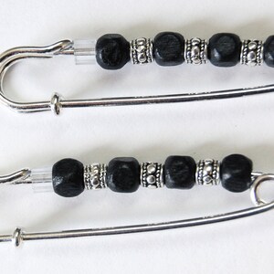 Black and Silver Gathering Pin Pair Your Choice, Sleeve Pin, Scarf Pin, 2 inch Pair of Gathering Pins, Sleeve Bling Accessory 4 black beads
