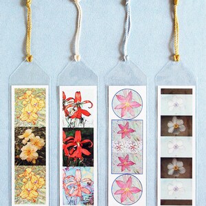 Large Dragonfly, Bird or Flower Bookmarks Set of 3 Your Choice, Photographic Art Nature Bookmarks in Vinyl Sleeves with Tassels image 10