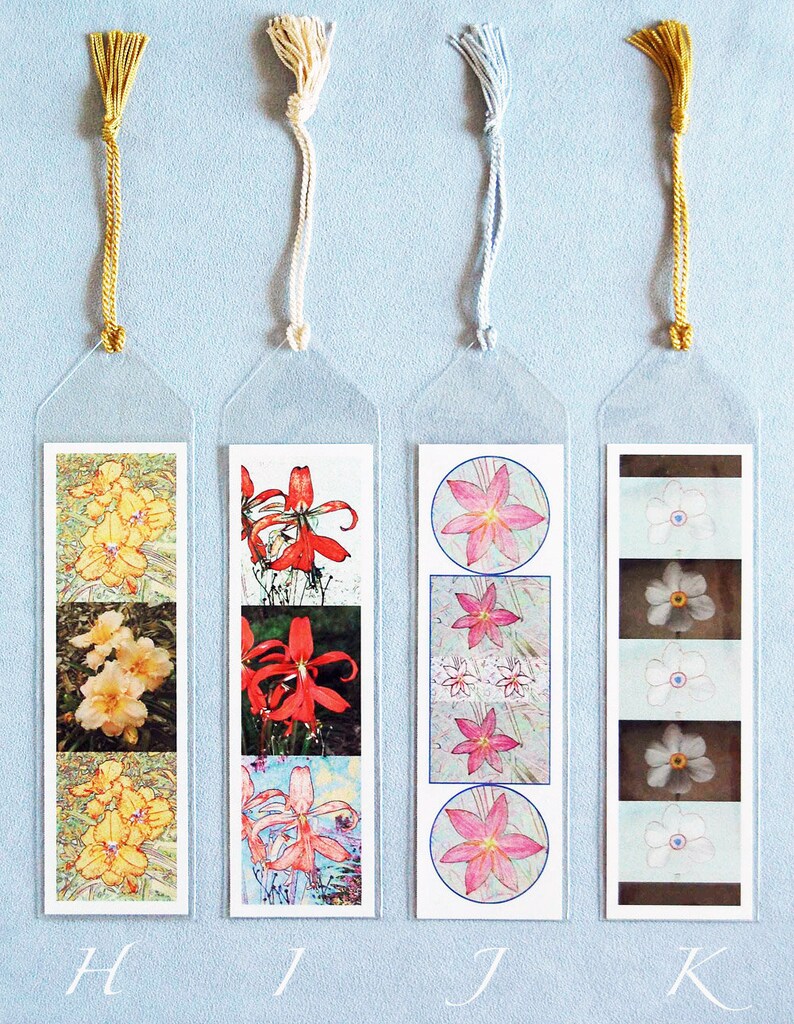 Large Dragonfly, Bird or Flower Bookmarks Set of 3 Your Choice, Photographic Art Nature Bookmarks in Vinyl Sleeves with Tassels image 10