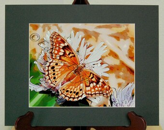 Tawny Emperor Butterfly Artwork Matted or Gallery Wrapped Canvas, Lepidoptera Photographic Art Print, Nature Wall Art Home Decor