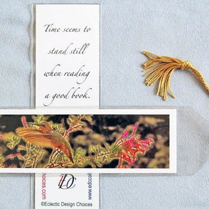 Large Dragonfly, Bird or Flower Bookmarks Set of 3 Your Choice, Photographic Art Nature Bookmarks in Vinyl Sleeves with Tassels image 7