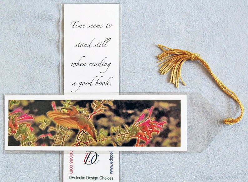 Large Dragonfly, Bird or Flower Bookmarks Set of 3 Your Choice, Photographic Art Nature Bookmarks in Vinyl Sleeves with Tassels image 7