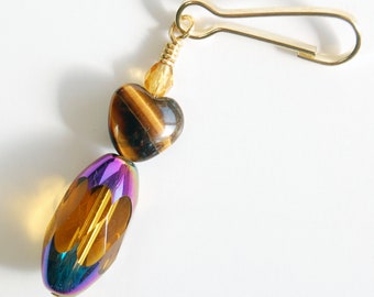 Crystal Beads and Heart Purse or Backpack Charm
