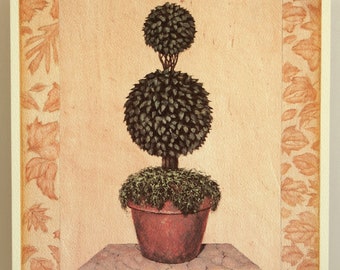 Botanical Topiary Art Print by James Wiens: Earth Tones Illustration