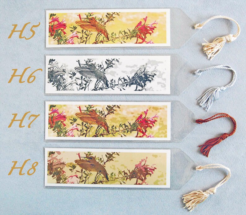 Large Dragonfly, Bird or Flower Bookmarks Set of 3 Your Choice, Photographic Art Nature Bookmarks in Vinyl Sleeves with Tassels image 9