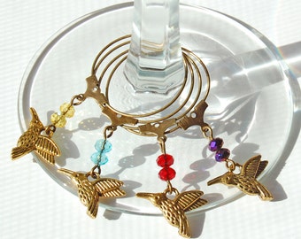 Nature Set of 4 Wine Charms, Woodland Party Favor, Hostess or Housewarming Gift
