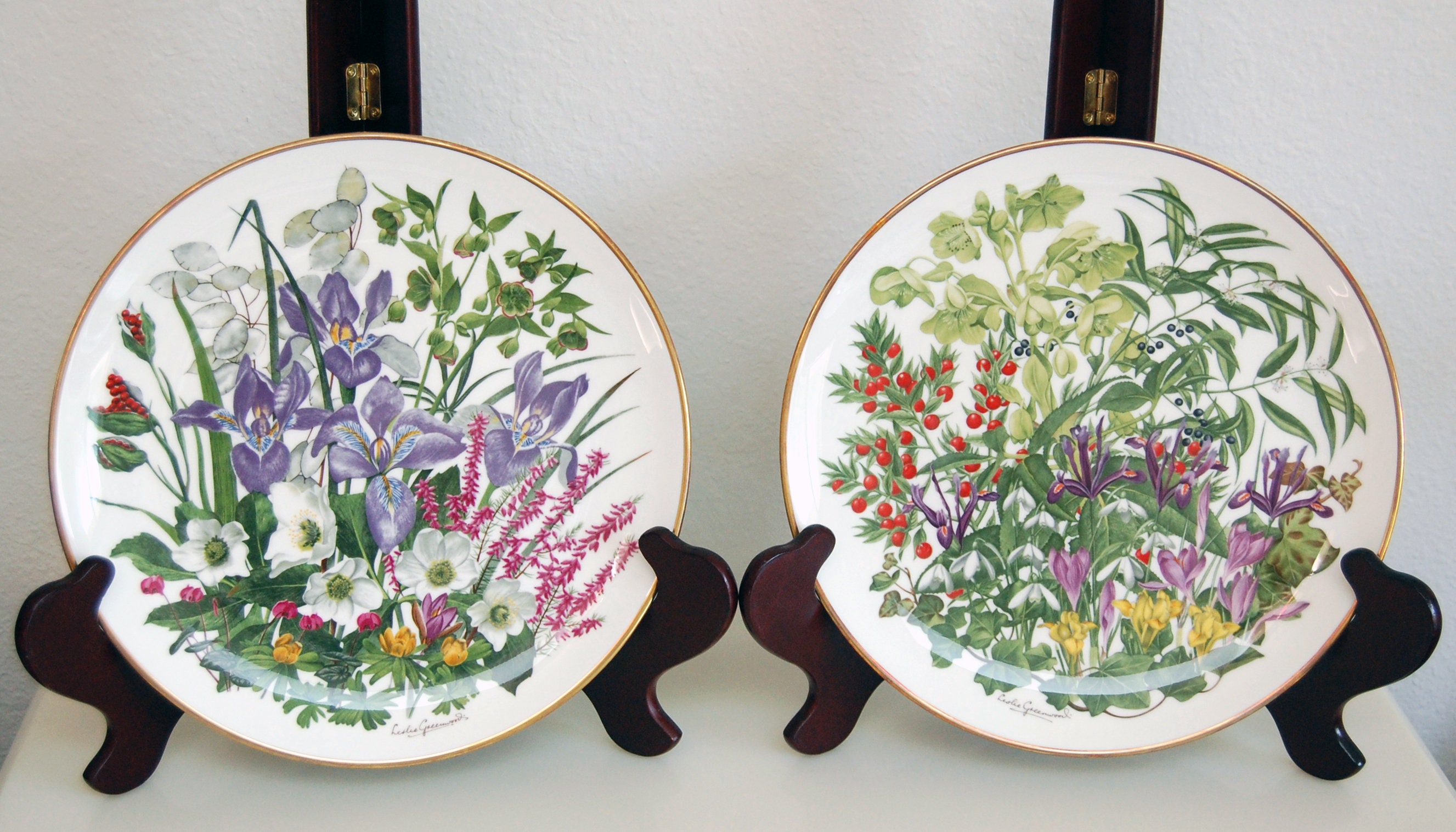 Vintage Flowers of the Month Plate Collection Complete Set of 12, Botanical Art Collector's