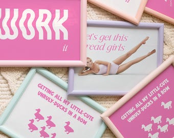 20 Pink Wall Art Office Decor for Women Desk Aesthetic | Classic and Original Quotes | Fun Cubicle Decor