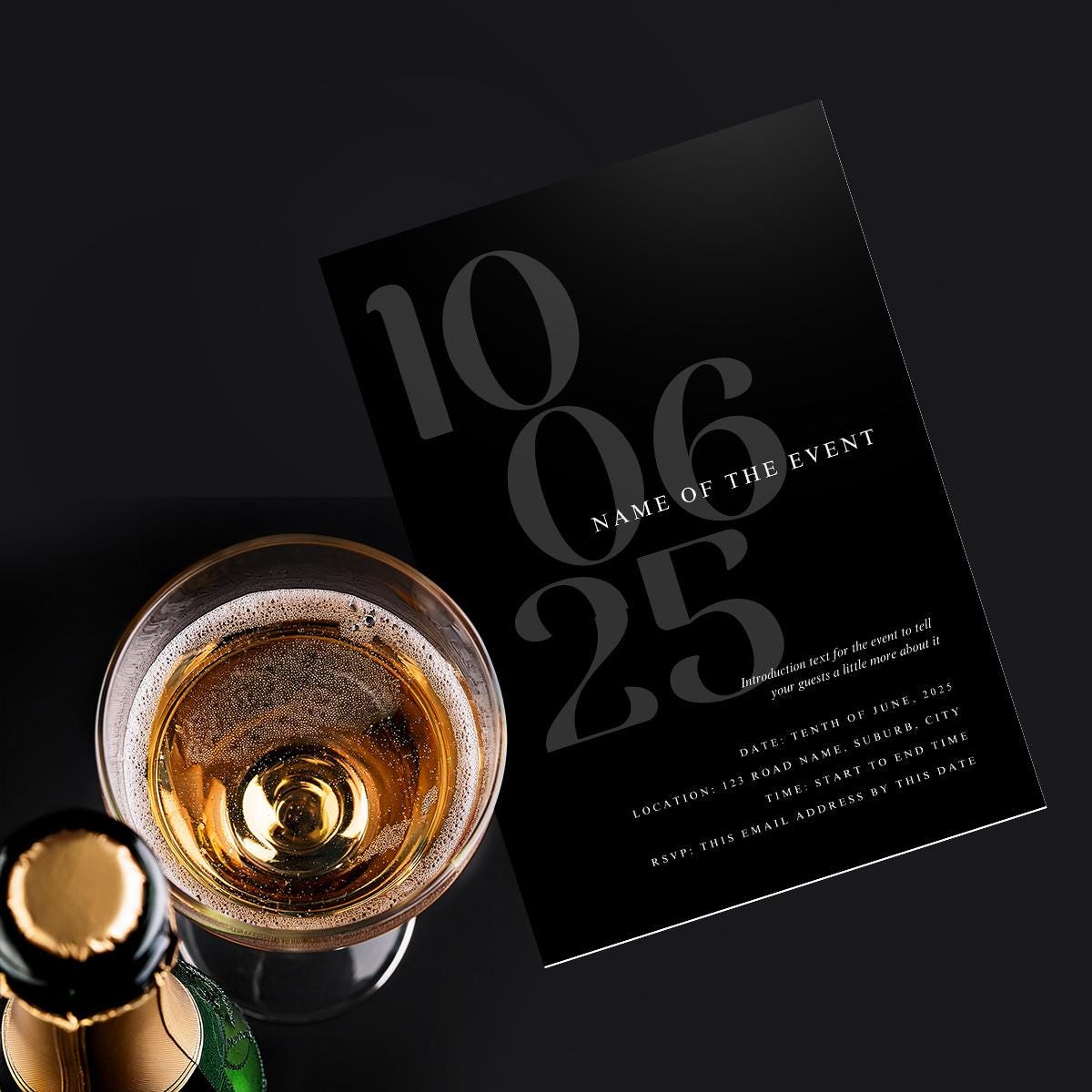 Program Invitation Layout Black Modern Black and White Invitation Template, Elegant Minimalist Canva ...
