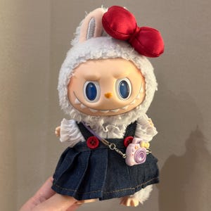 Conjunto de falda vaquera Labubu con cinta
