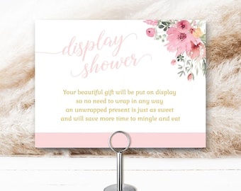 Pink Floral Display Shower insert card, bridal shower insert, baby shower insert, matches petals and proseco invite | PRINTABLE TEMPLATE 138