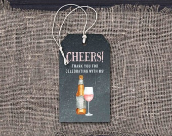 PRINTED Cheers Hanging Bridal Shower Favor Tags, Rose and IPA. beer and wine tag, bag tags