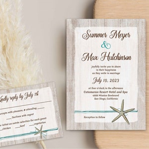 Starfish Wedding Invitation, Destination Beach Wedding theme, Starfish Invite, Ocean, Sea, Seashell | Printable Digital TEMPLATE 111