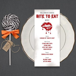Halloween Dinner Party Menu, Gothic Dinner Menu, blood halloween menu, vampire halloween menu, adult Halloween DIGITAL TEMPLATE 277