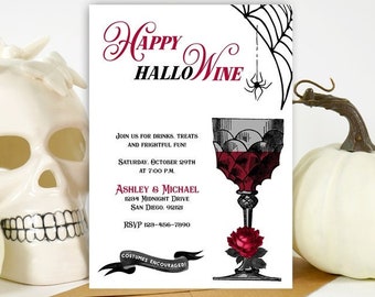 Wine Halloween Invitation for Adult girls night out invite, ladies night, ghouls night out, cocktail party, wine tasting | DIGITAL TEMPLATE