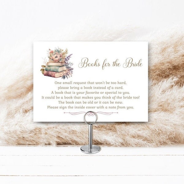 Books for the Bride insert card, bridal shower insert card, customize to any wording you need i.e. recipe insert display shower TEMPLATE 231