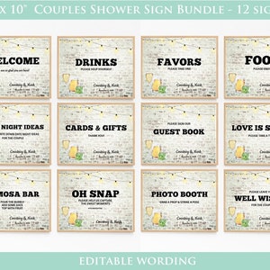 Bridal Shower Sign Bundle, Rustic Bubbles and Brews Couples Shower, Champagne Beer theme, Brick Brewery | PRINTABLE EDITABLE TEMPLATE | 142