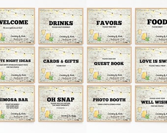 Bridal Shower Sign Bundle, Rustic Bubbles and Brews Couples Shower, Champagne Beer theme, Brick Brewery | PRINTABLE EDITABLE TEMPLATE | 142