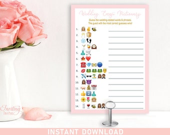 Emoji Bridal Shower Game, Pictionary Game, Fun Unique Bridal Shower Game | Printable INSTANT DOWNLOAD 138